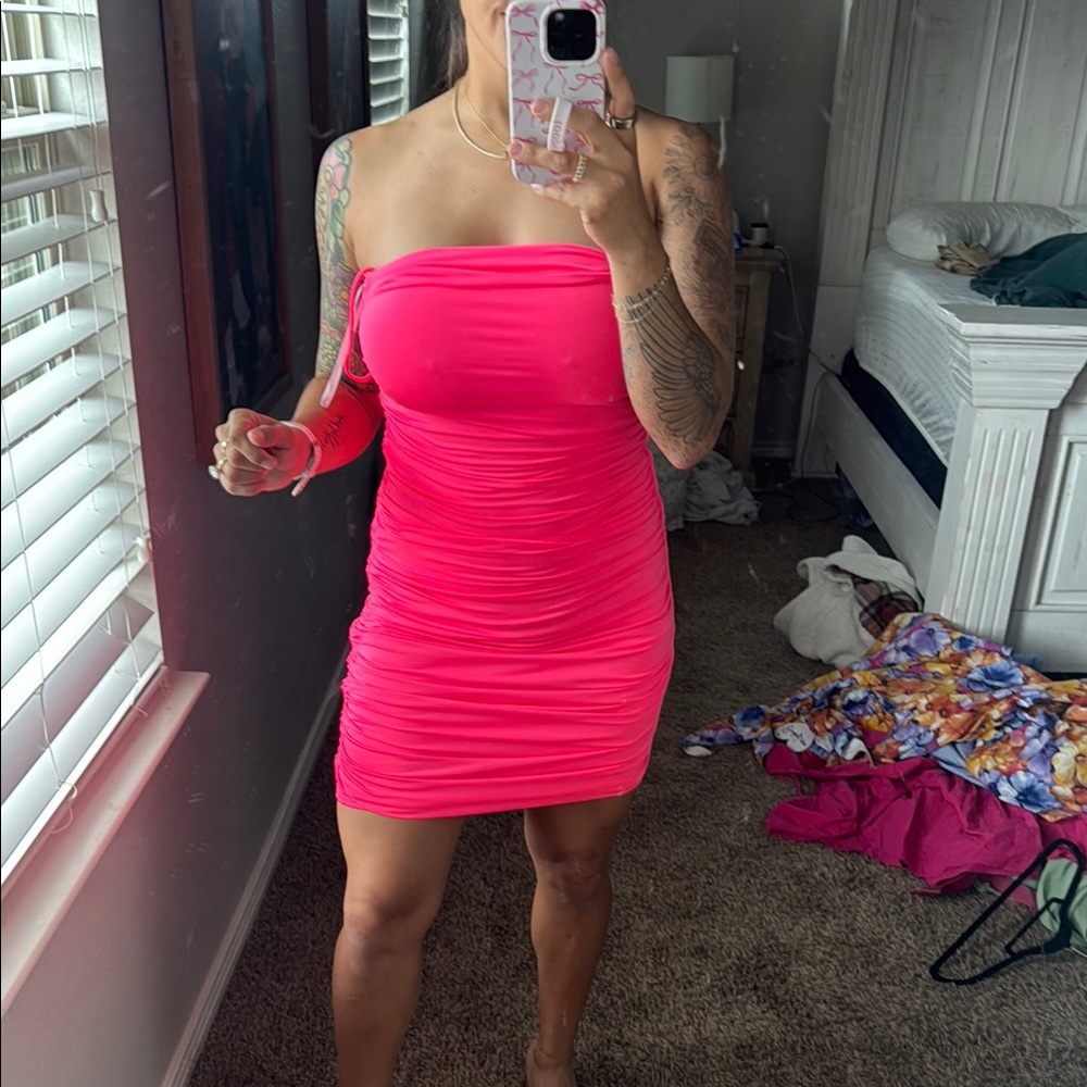 Vibrant Pink Strapless Dress